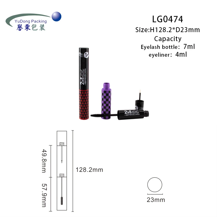 New Product Customized Logo Container Matt Black Empty Round Double Ended Eyeliner Tube Mascara Tube