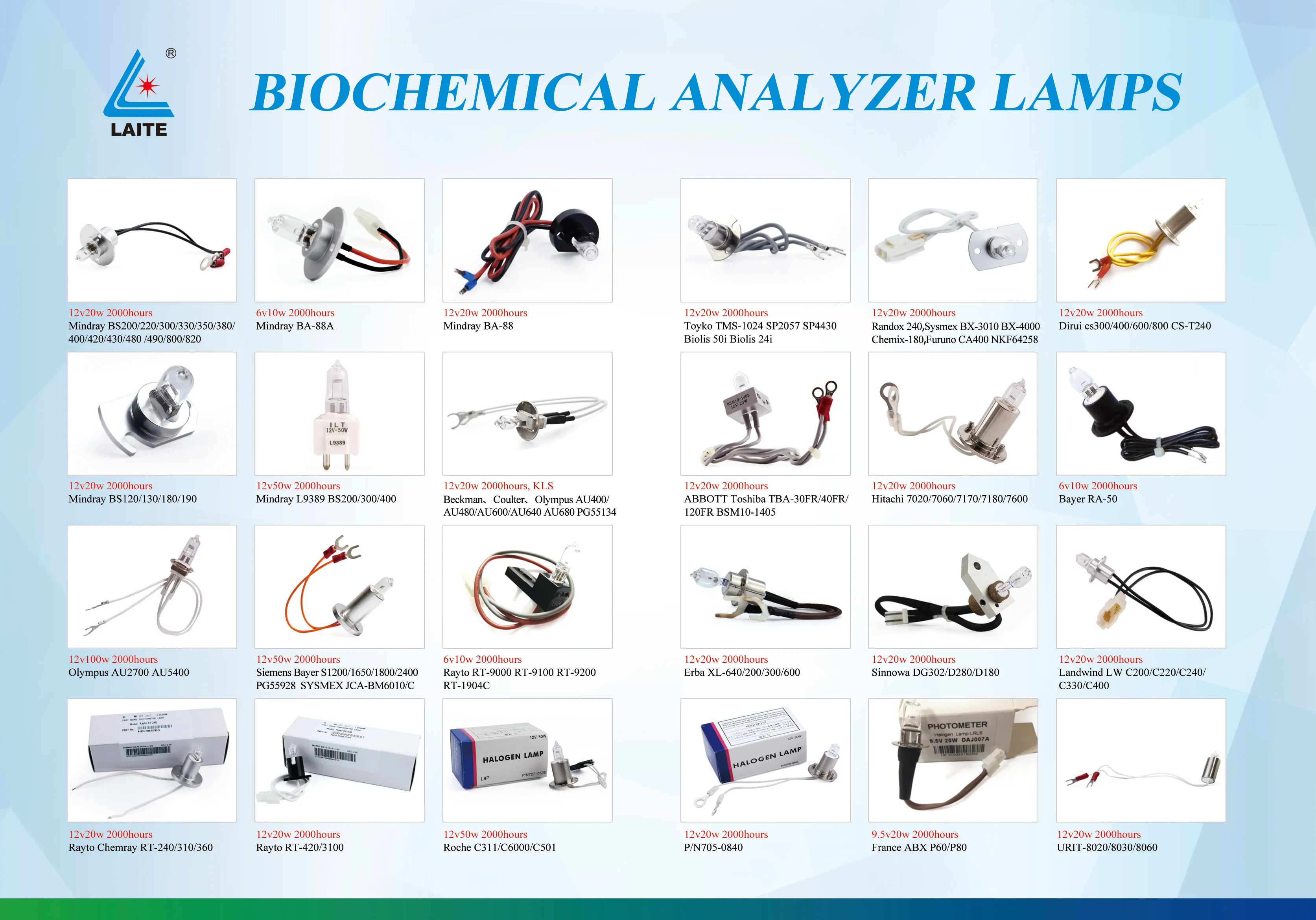 Japan ILT L9404B 12v20w Compatible One GY9.5 Semi-auto Biochemistry Analyzer MD 4000 Halogen Lamp Biochemical Analyzer Lamp