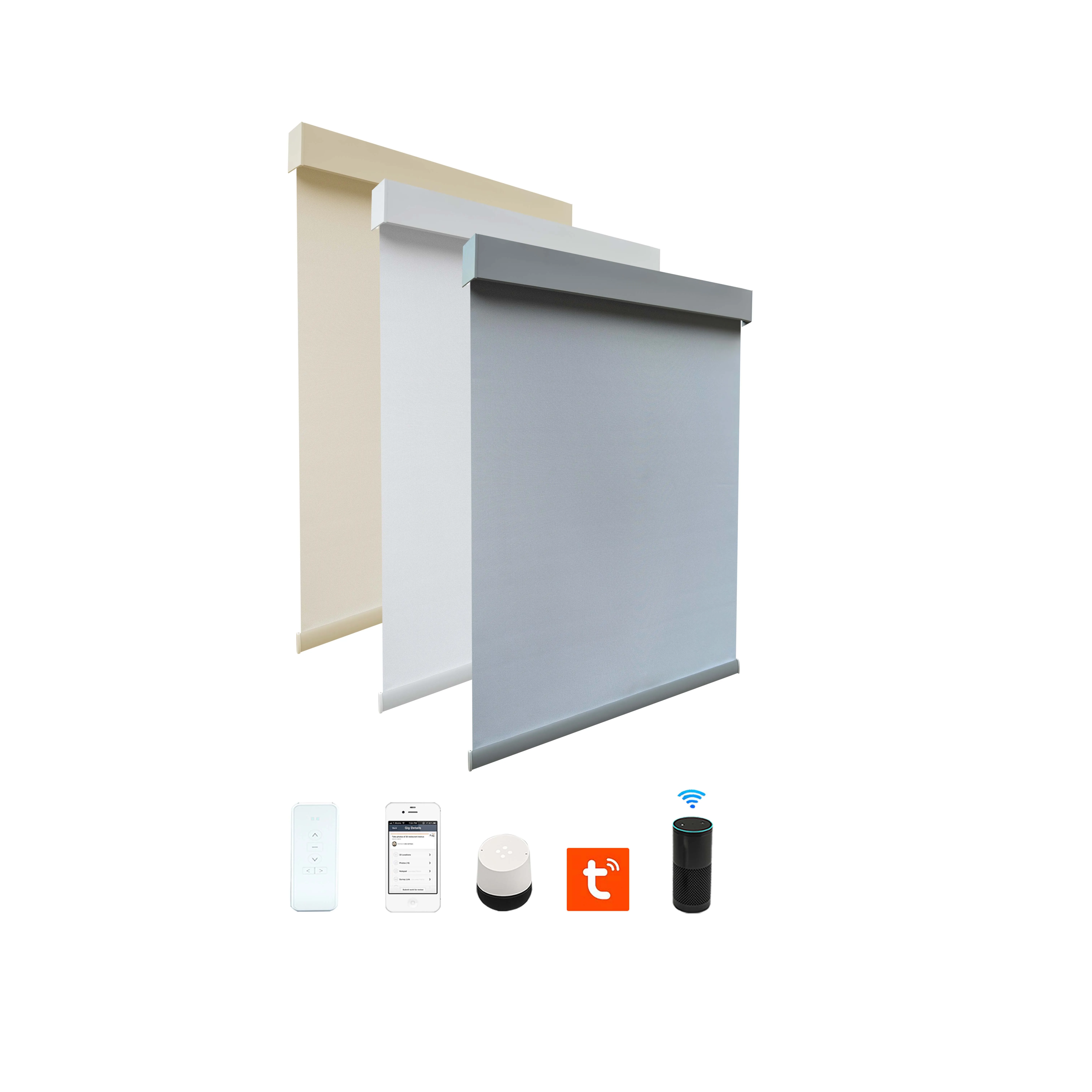 Customized dual sheer motorized automatic electric remote control roller shades blinds windows roller blinds