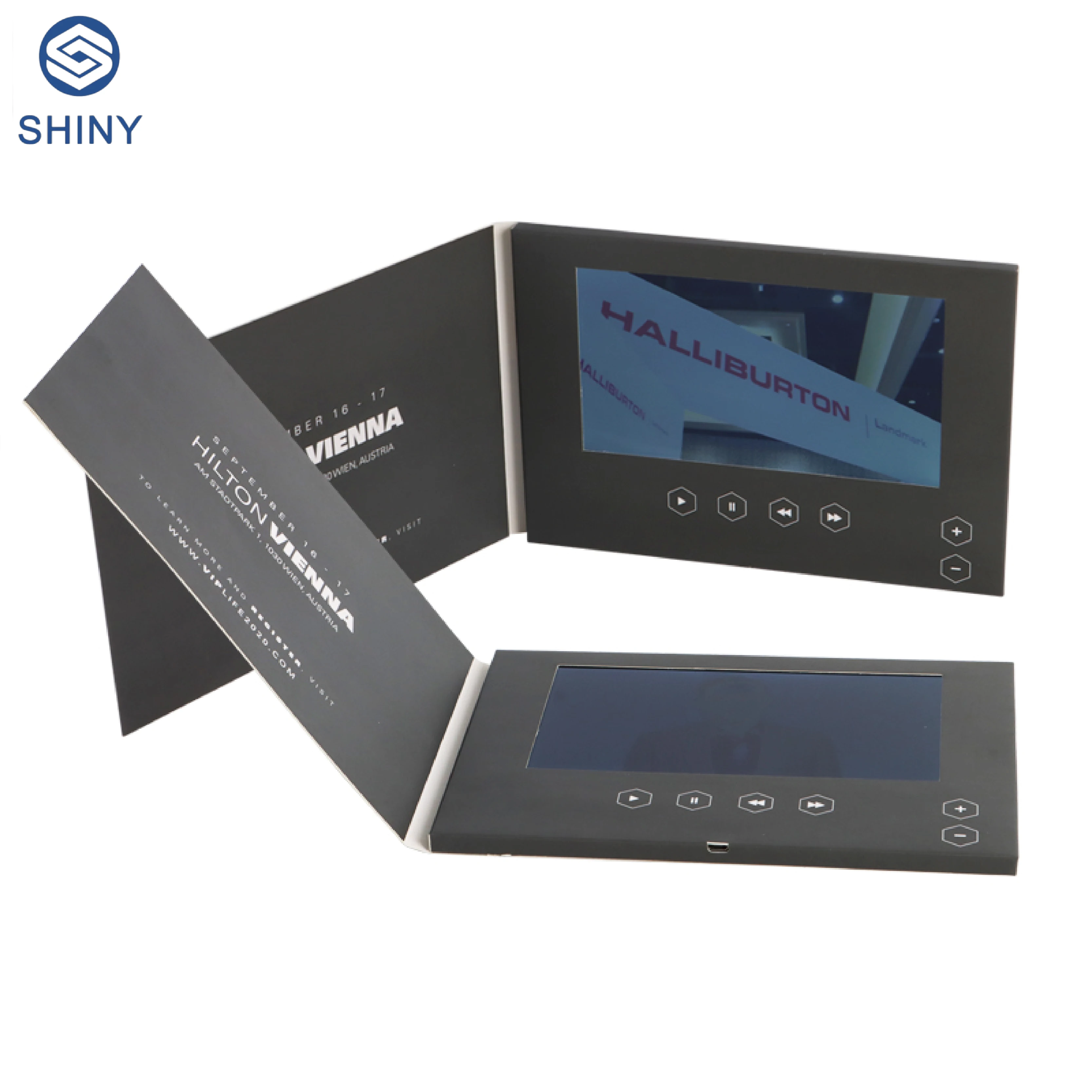 Custom Printing Wedding Invitation Greeting Card LCD Screen Video Book 7 inch IPS Screen Video Brochure
