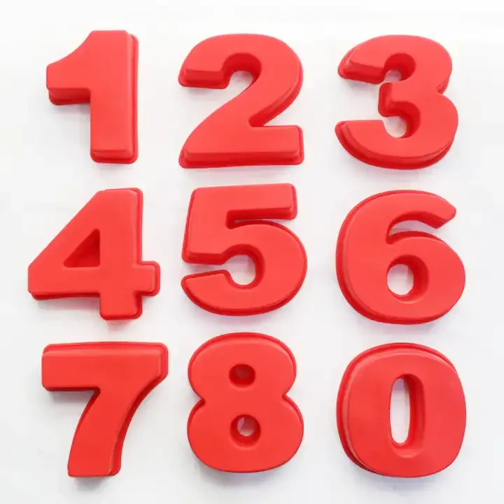 10 Inch 9 pieces Large Size Number Moulds Baking Forms Cake Pans Big Size Number Cake Mold Baking Loaf Mold Silicone Baking Pan