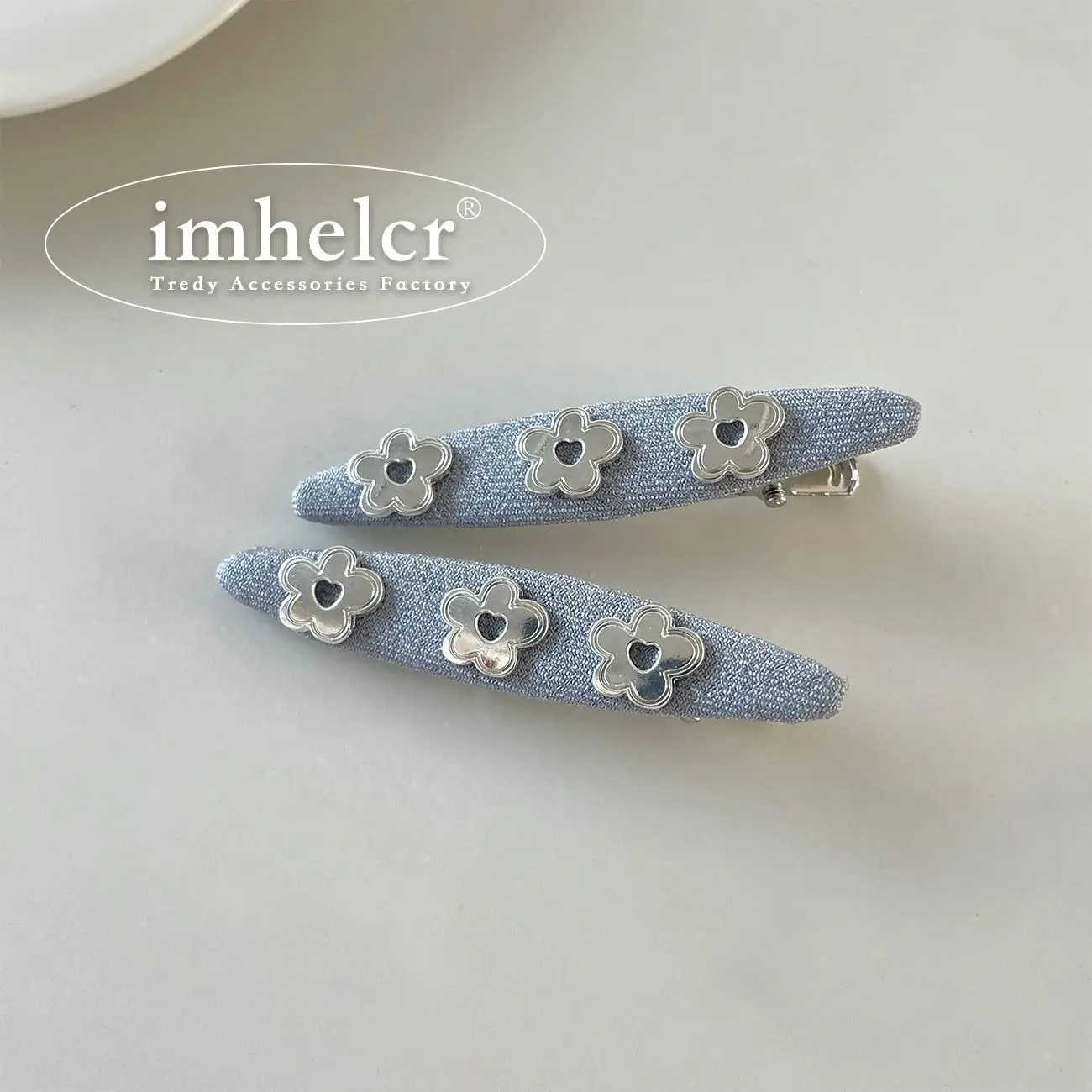 YANYE Niche Design Artistic Elegant Retro Flower Denim Blue Folder Alligator Hair Accessories Hairpin Hair Clip For Women