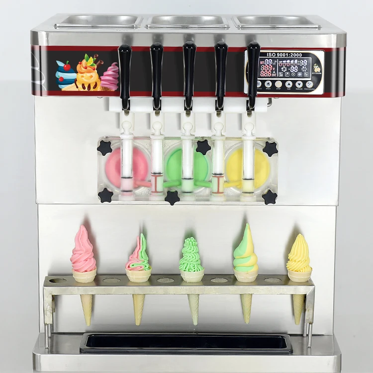 5 flavours CE ETL yogurt soft serve ice cream making machine/soft ice cream vending machine/machine soft ice cream