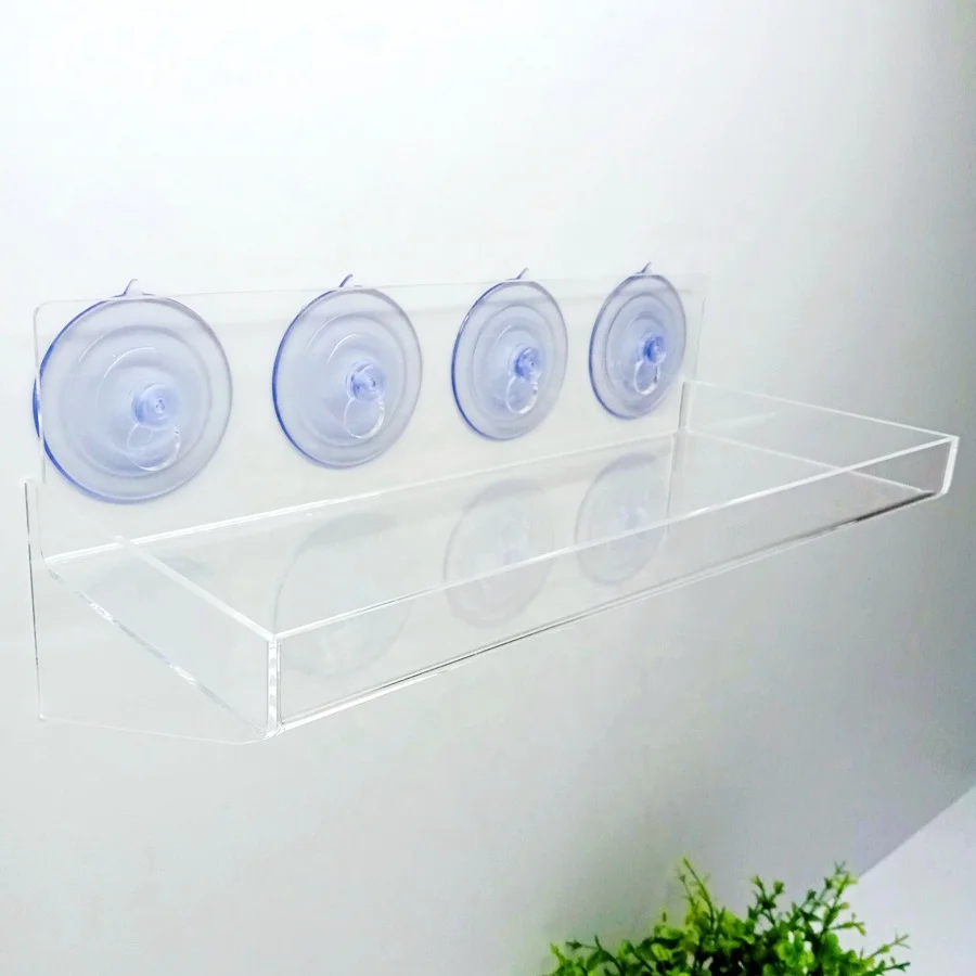 Custom Transparent Acrylic Wall Mounted Shelf Acrylic Wall Mounted Window Rack Shelf for Plant