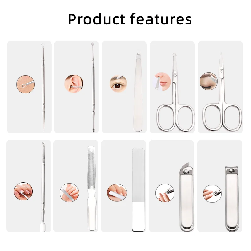 stainless steel manicure cutter 10 pieces Pedicure Manicure Set Professional Custom Nail Tool Kit 10Pcs Nail Clippers Set