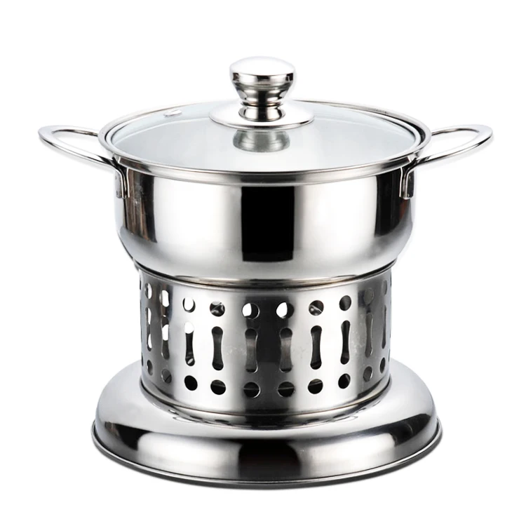 
Stainless Steel Hot Pot Chinese Charcoal Hotpot Cooker Picnic Chafing Dish Shabu Shabu Hot Pot 