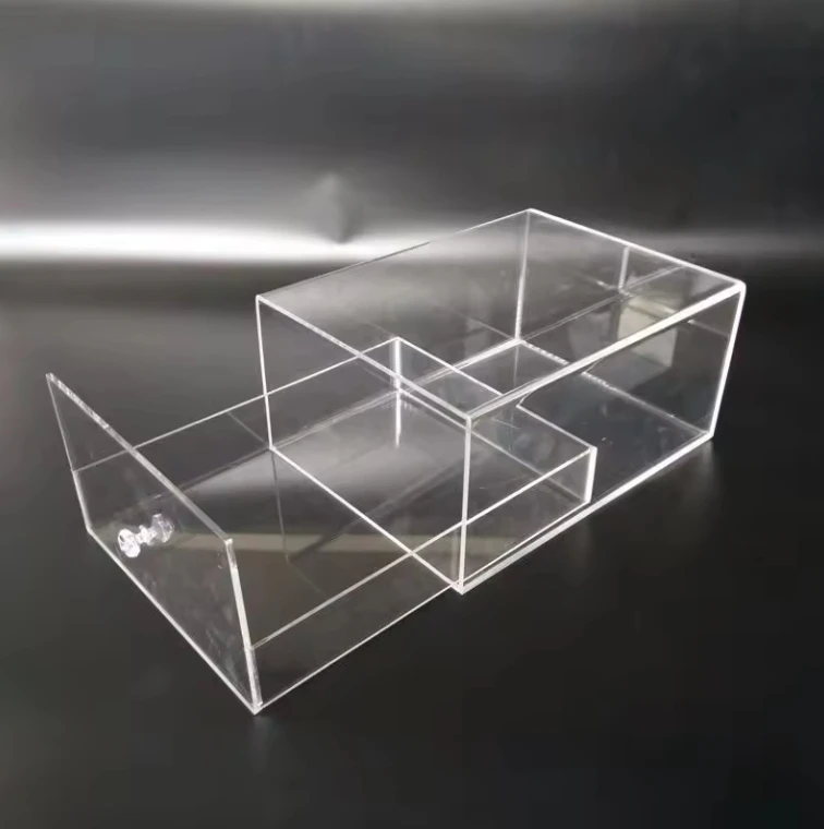 Spring Sgin transparent clear pmma men sneaker yeezy nike display cases acrylic shoe box with drawer