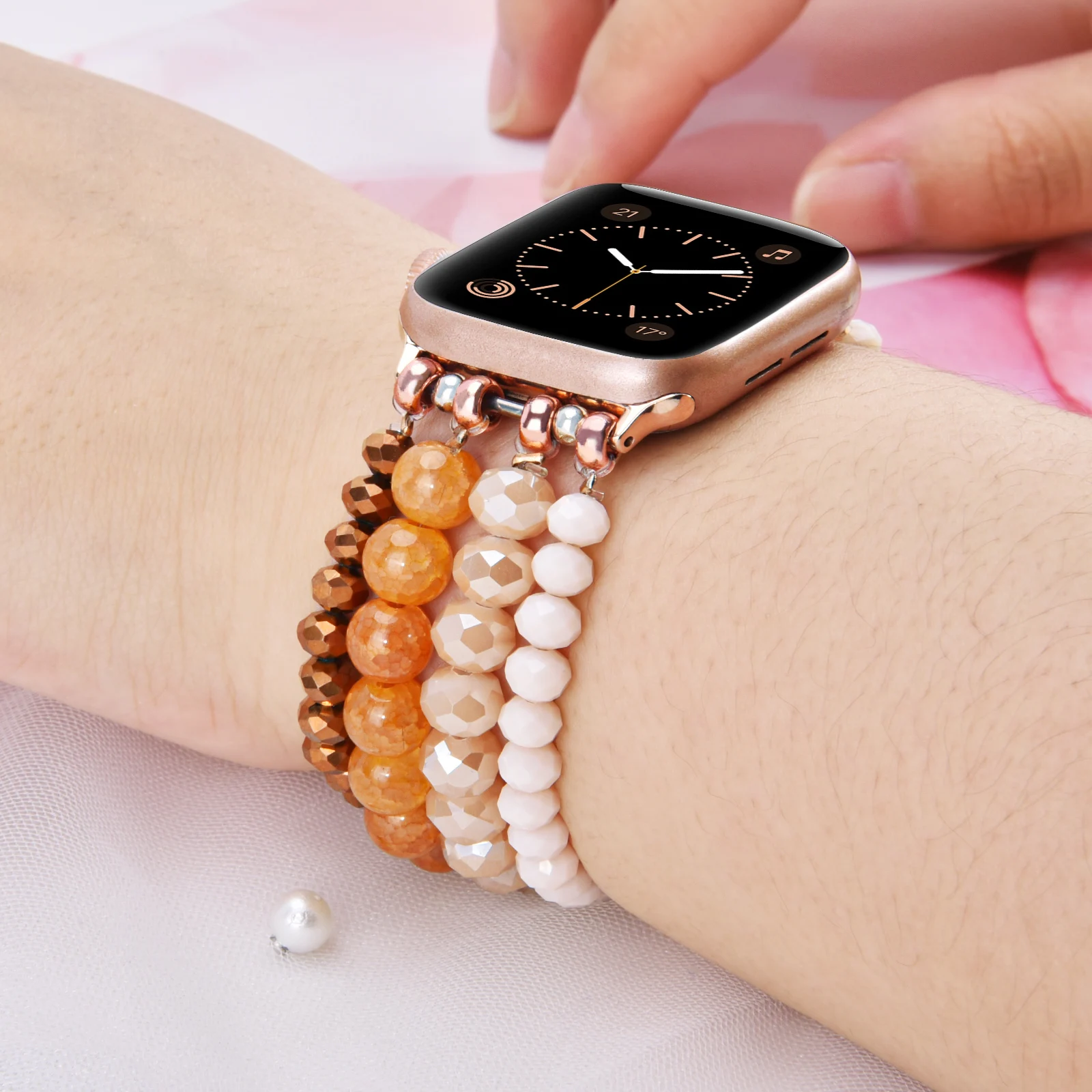 Wholesale Alloy  Elegant watch Strap Black Agate Jewelry Watch Strap Suitable For Watch 1/2/3/4/5/6/7