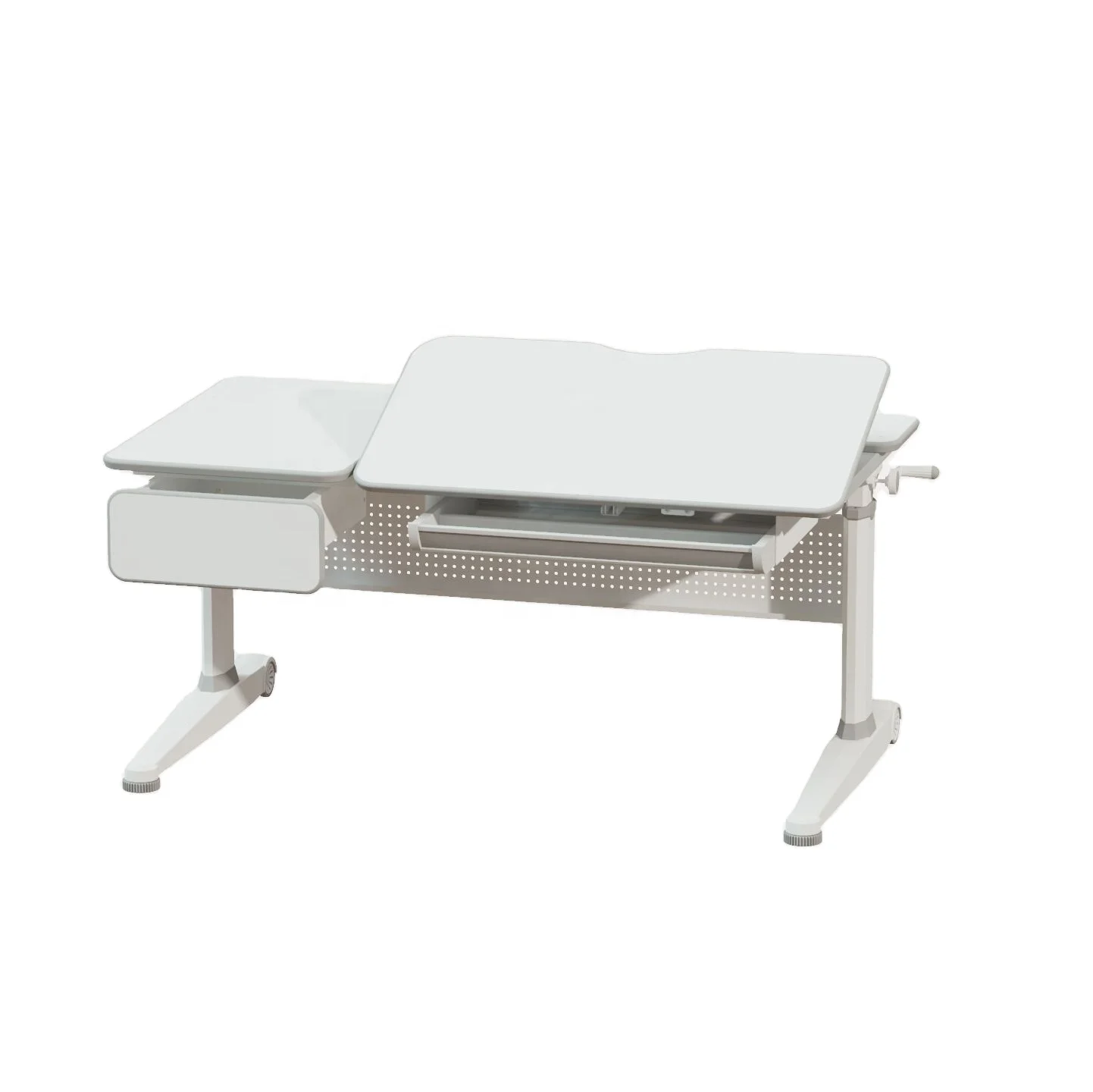 Factory New Design 2021 Ergonomic Kids Study Table OEM ODM Kids Desk Table  With Bookshelf Double Drawer