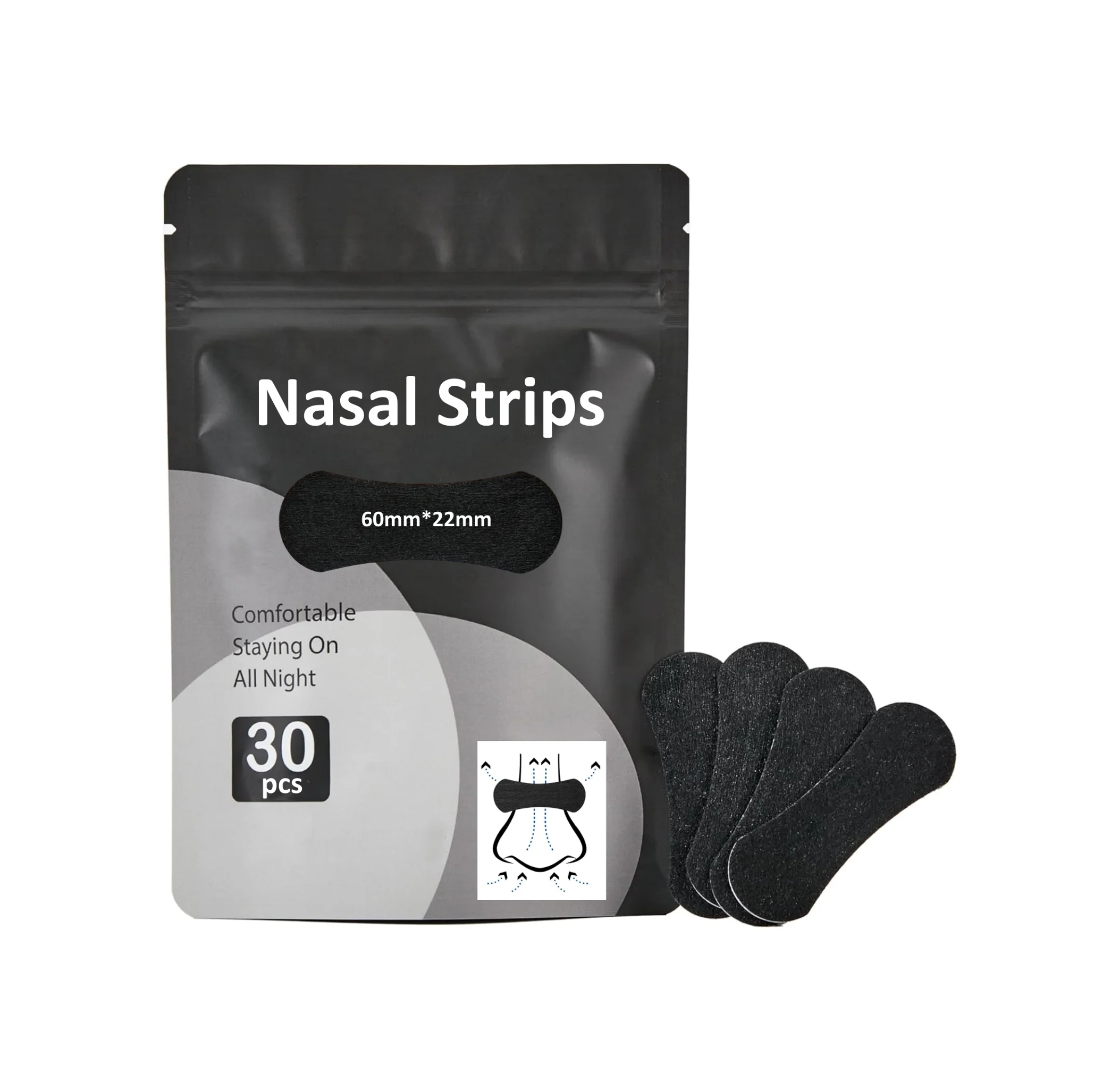 Nose Strips (30 pcs) - Extra Strength for Better Sleep, Anti Snoring Strips for Both Men and Women, Reduce Nasal Congestion