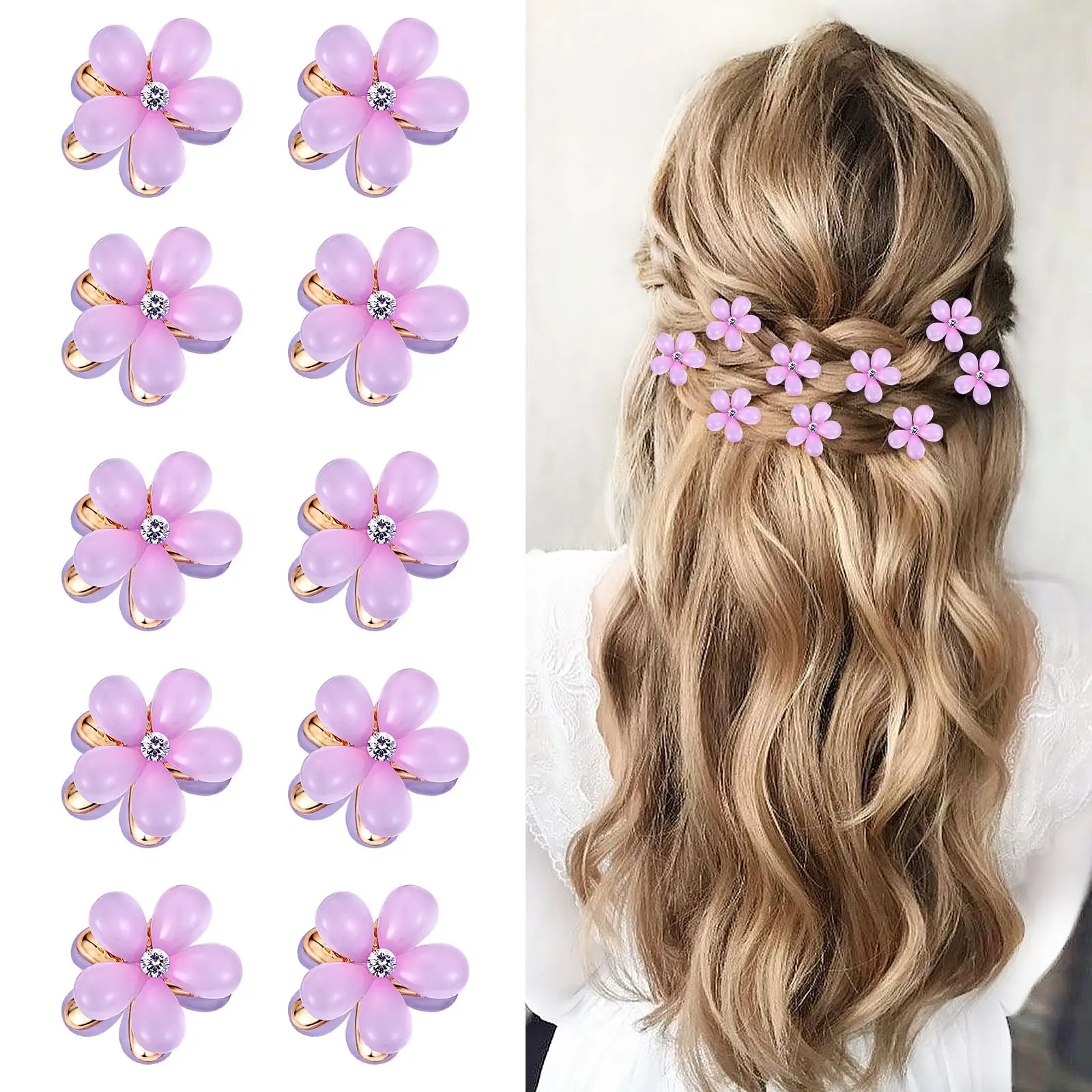 Small Hair Claw Clips with Crystal Cute Metal Hair Pin Sparkling Barrettes for Sweet Girls