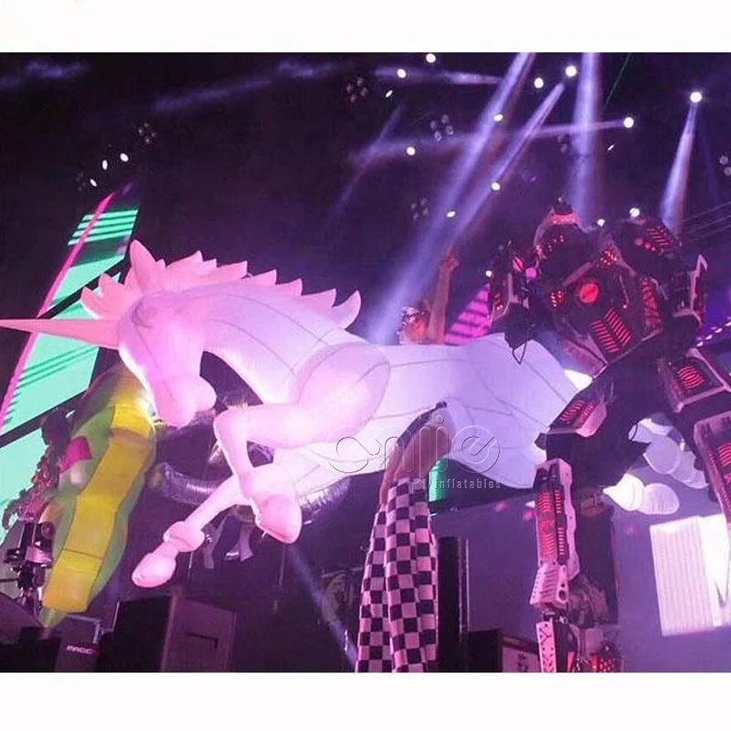 Giant animal mascot costume inflatable white led horse costume mascot unicorn costume horse characters