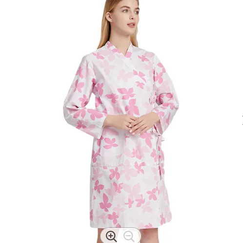 35% Cotton 65%Polyester Patient Uniform Reusable Printing Women Hospital Patient Gown