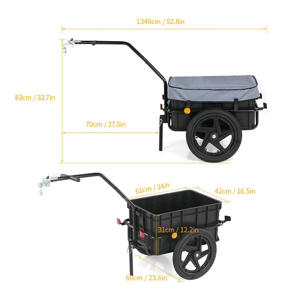 TC3003 Outdoor Bicycle Cargo Bike Tent Trailer Bike Trailer with Removable Transportation Box and Cover