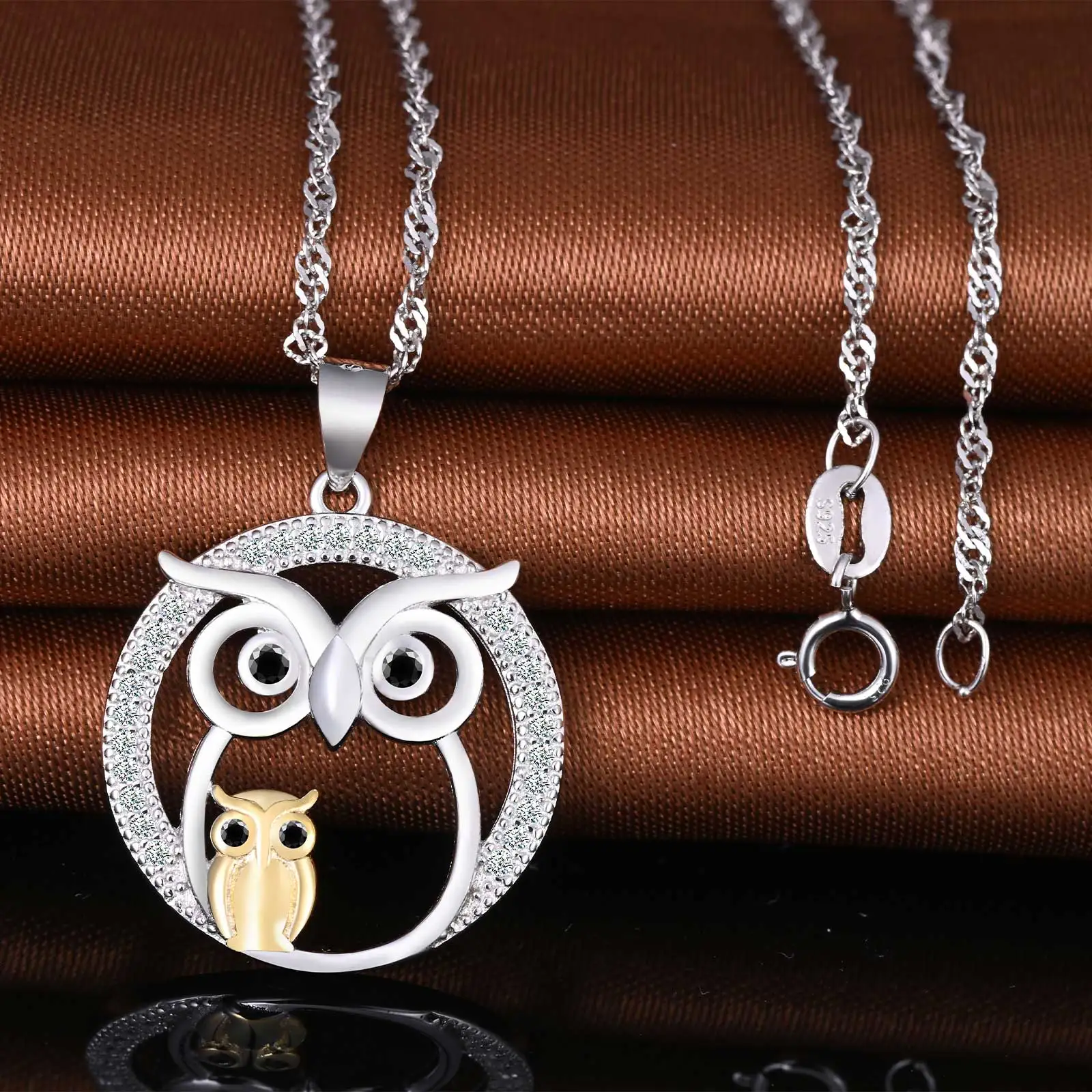 amazons best sellers round necklaces 925 sterling silver mother child owl necklace
