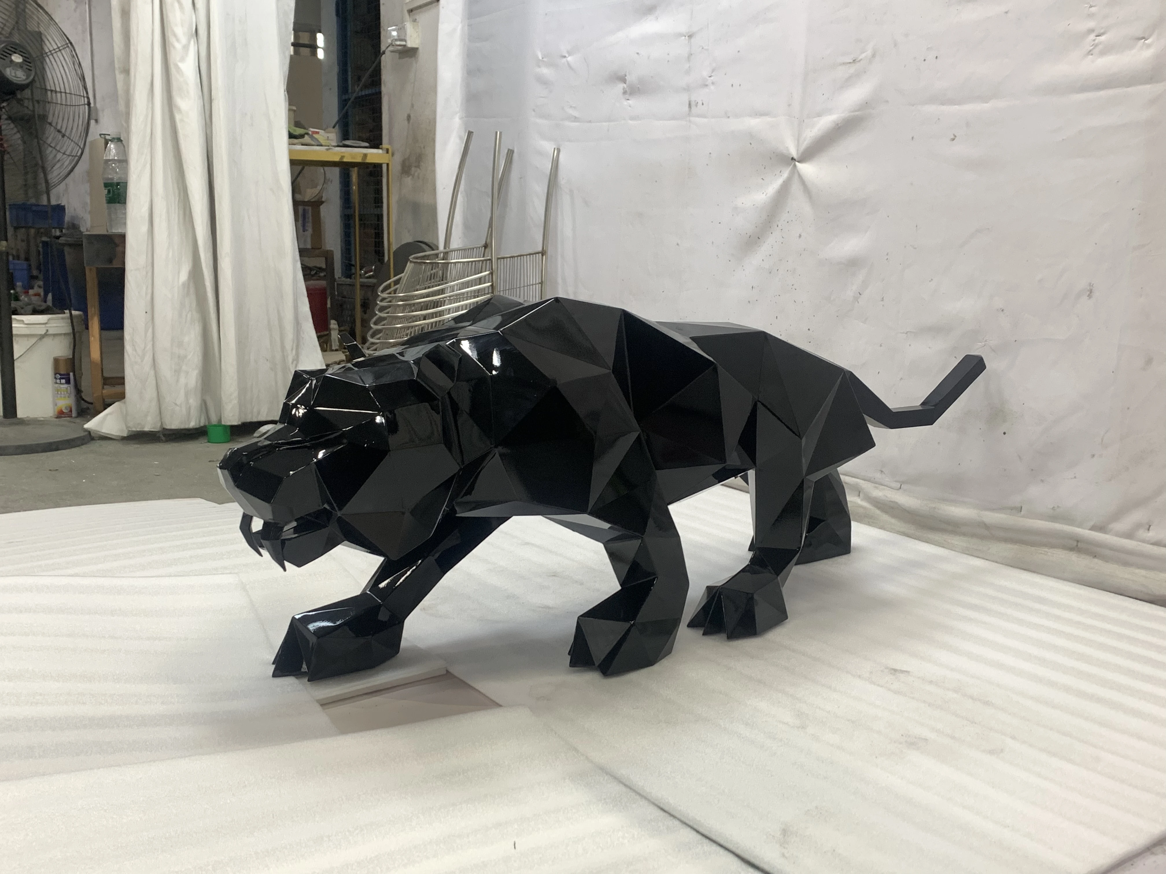 Hand made sculpture Stainless steel  Life size tiger Statue  Outdoor decor  abstract Animal Statue