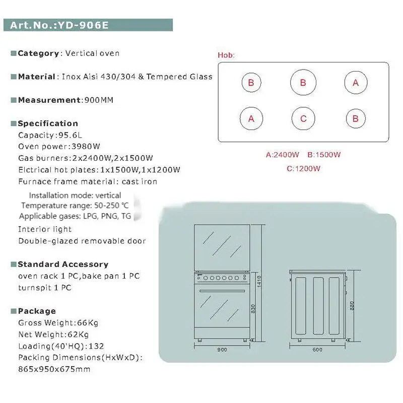 Multi-functional Stove And Oven Integrated Machine 4 Gas 2 Electric Stove Gas Oven Large Capacity