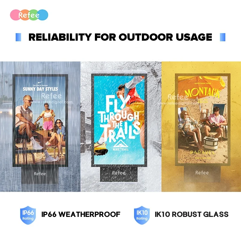 Refee New 55 Inch 5000nit Waterproof Lcd Advertising Player Digital Signage Outdoor Stand Screen Display