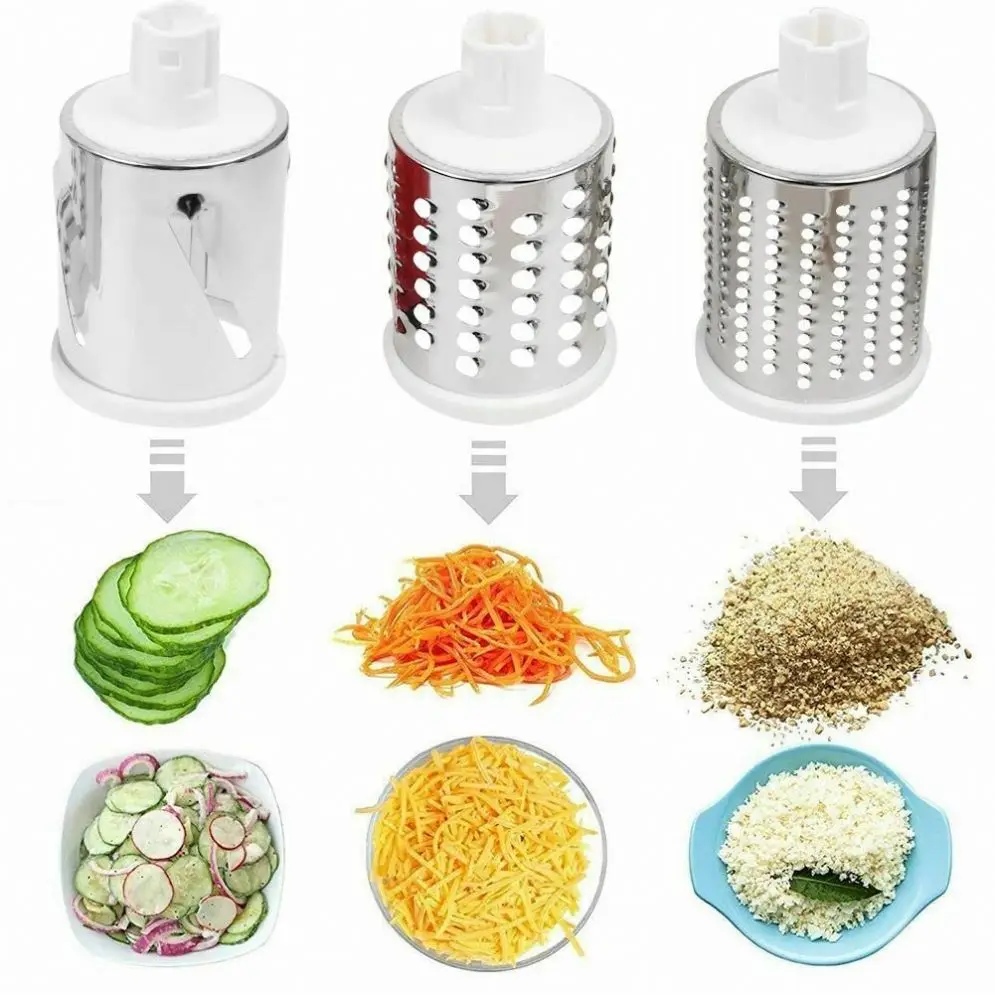 OEM/ODM Wholesale 3 in 1 Rotary Cheese Grater Round Tumbling Box Shredder Drum Multifunctional Fruit  Vegetable Cutter with Hand