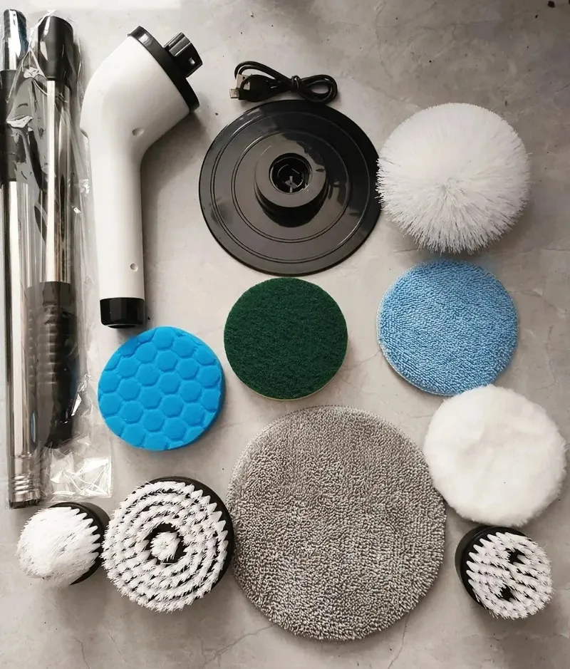 Electric Spin Scrubber Turbo Scrub Cleaning Brush Chargeable Cordless Power Scrubber with Extension Handle Adaptive Brush