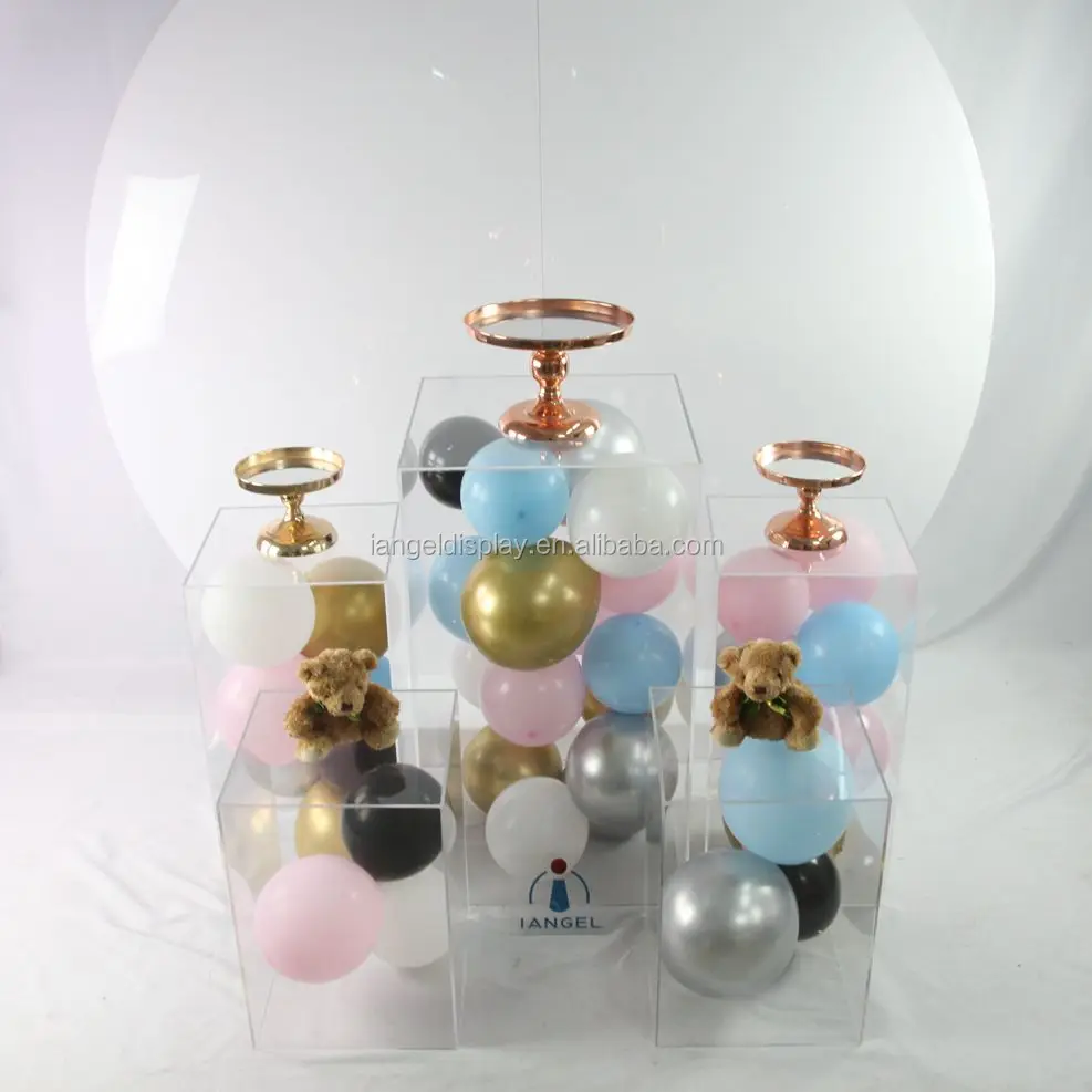 Iangel custom 70cm high acrylic white wedding decoration square column display rack
