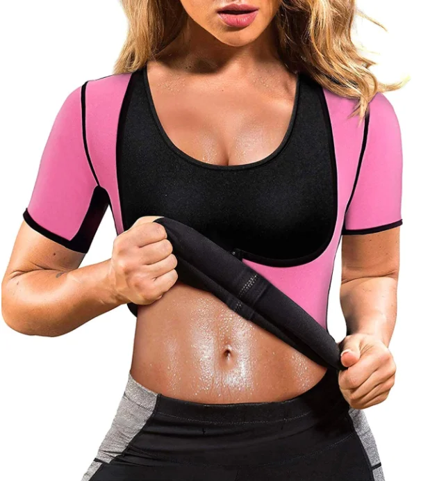 Zip Shaping Vest Short Sleeves Fajas Moldeadoras Fitness Sweat Suit Belly Waist Body Shaping Neoprene Corset Shapewear For Women