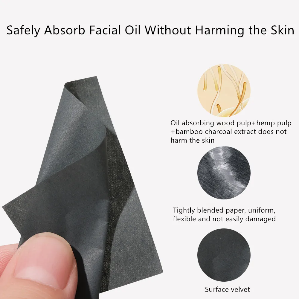 Skin Care Tools Facial Oil Absorbing Paper with Powder Puff Mirror Refreshing Oil Control Facial Oil Removing Paper