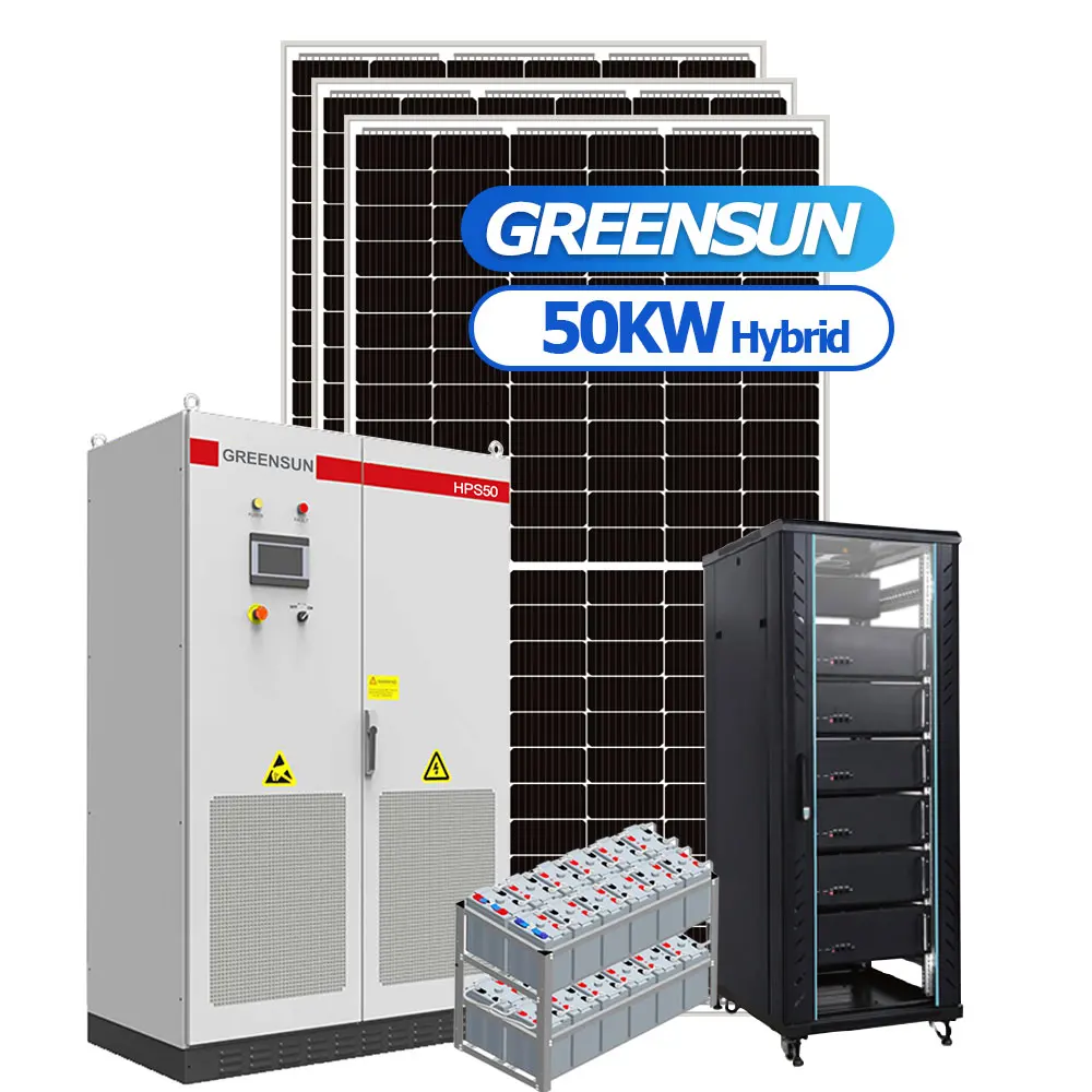 Greensun Solar And Wind Energy System 30kw 50kw 100kw Solar Energy Hybrid System for Business