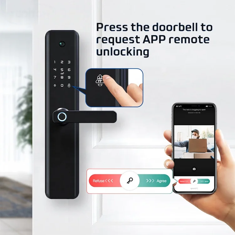 Biometric 3D Visual Cat Eye Tuya Digital Smart Deadbolt Door Lock Fingerprint With Camera