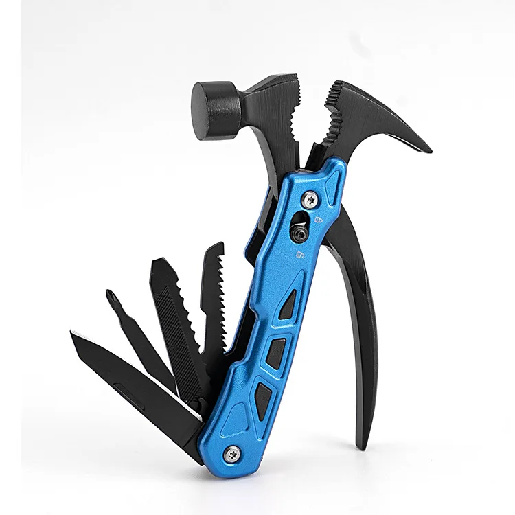 Factory wholesale multi-functional tools Blue custom logo Outdoor camping portable claw hammer