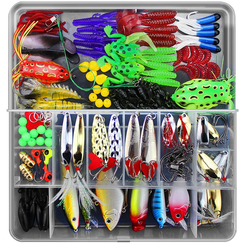 
Soft Hard Lure Baits Tackle Set Bionic Bass Trout Salmon Minnow Popper Crank Rattlin Pencil Fishing Lure Set Kit 