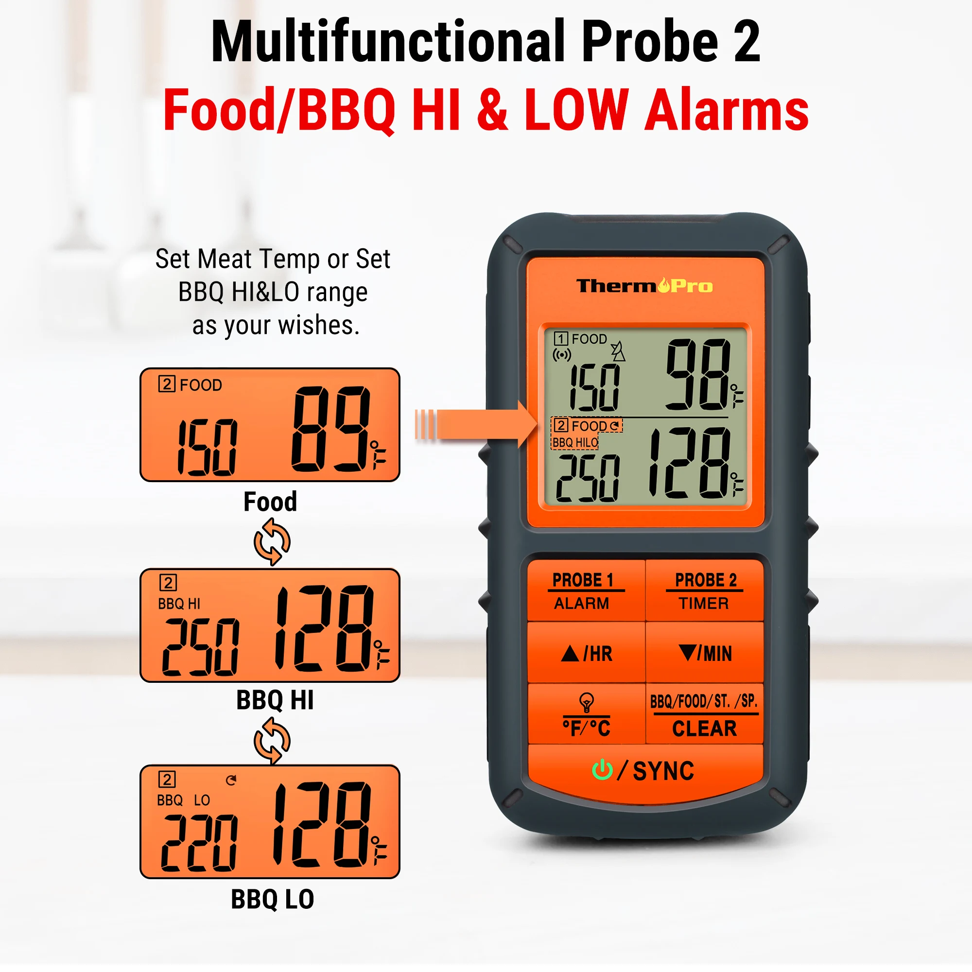 Thermopro TP08C Wireless Remote Dual Probe BBQ Thermometer Temperature Monitor