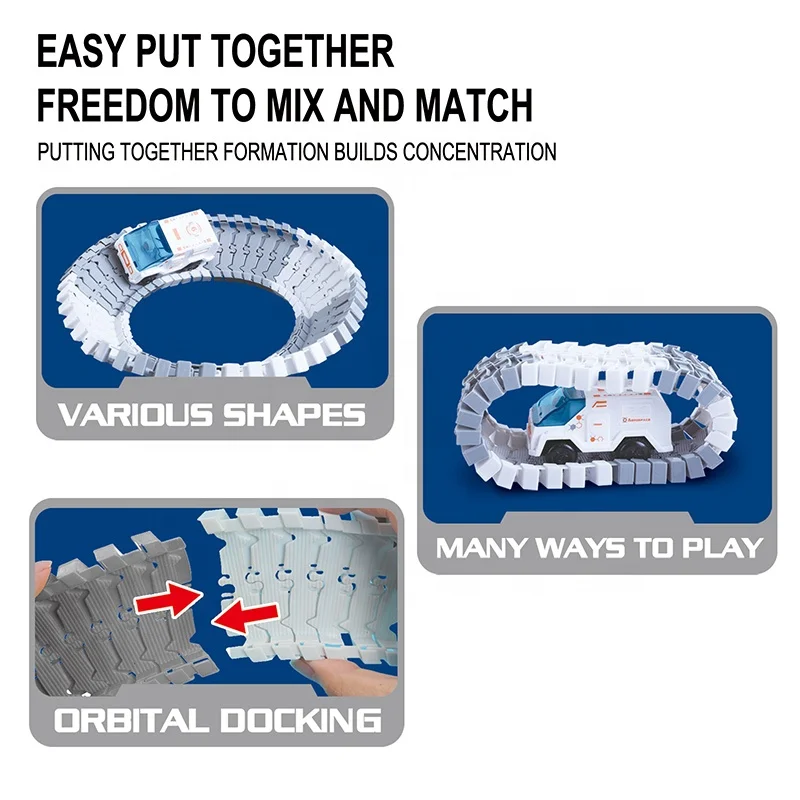 Space Train Track Set  221 PCS DIY Flexible Tracks Play Set  Slot Car Racing Toys Construction Race Track For Boys