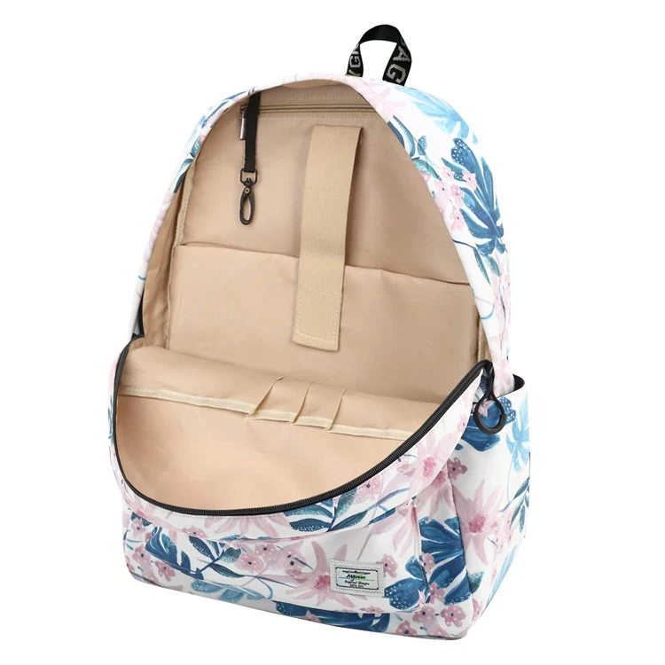 Korean Version Flowers Leaves Pattern School Bag Laptop Compartment Leisure Backpack For Teen Girls