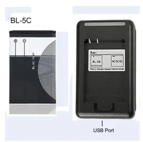 BL-5C Replacement Battery 1020mAh Original BL 5C Rechargeable Batteries + USB charger For Noki a Mobile Phone Li-ion 3.7V BL5C