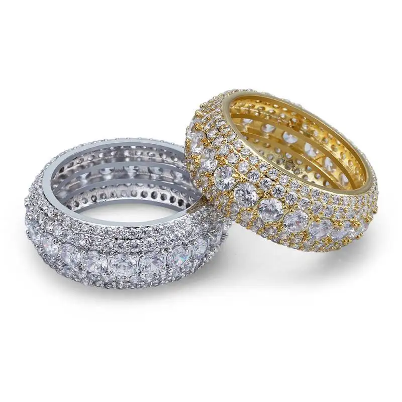 Мужские кольца с бриллиантами Dr. Jewelry позолоченные в стиле хип-хоп из меди высокого качества фианитами 18