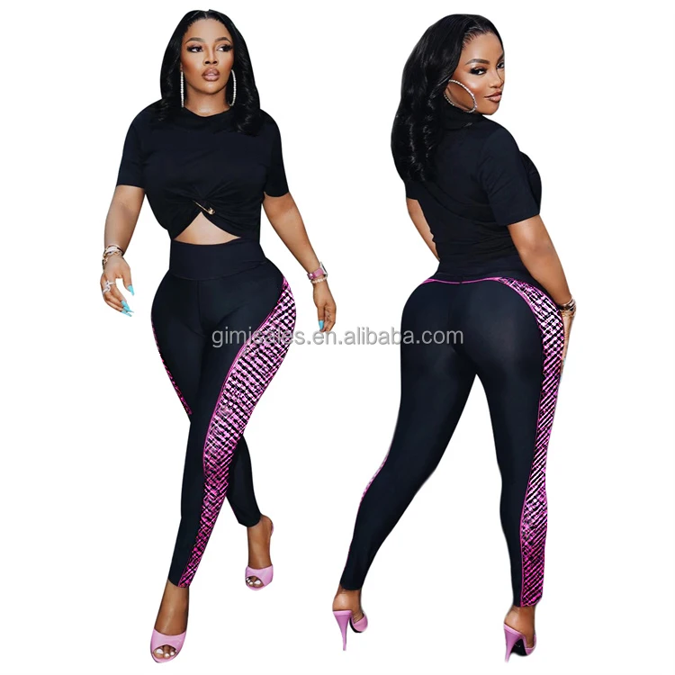 2024 New Arrivals Hot sale Designer Print Women Summer Two Piece Set Clothing Famous Brands Casual Short Sleeve 2 Piece Pant Set