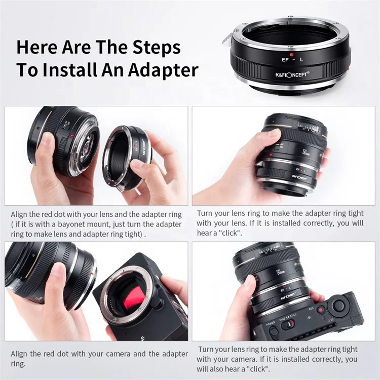 K&F Concept High Precision Lens Mount Adapter Ring for Canon EF Lens to Leica L Camera Body