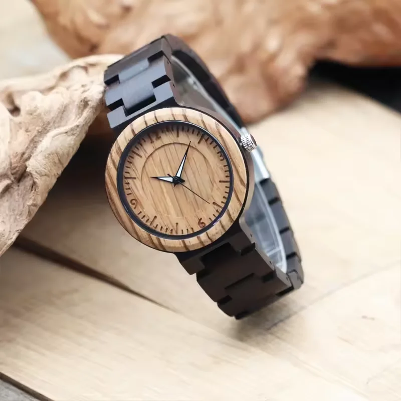Luxury engraving hour markers watches with wood custom your logo engraved watches private logo watch