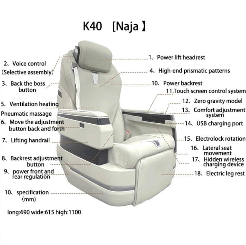 Commercial Electric Air Massage Car Seat Luxury Car Seat  For Caravelle Multivan Sienna Alphard Vellfire Carnival Tourneo Custom