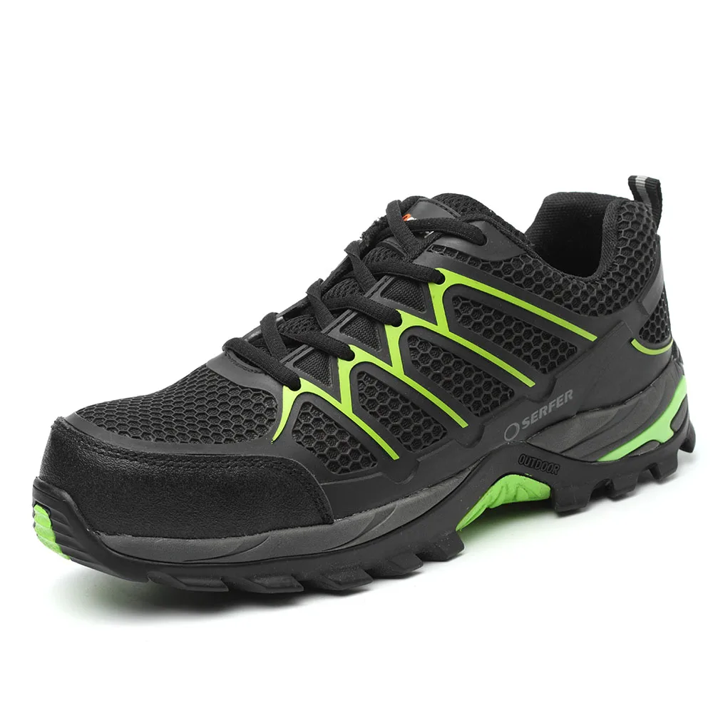 Black and Neon Green Breathable Stylish Sporty Safety Shoes