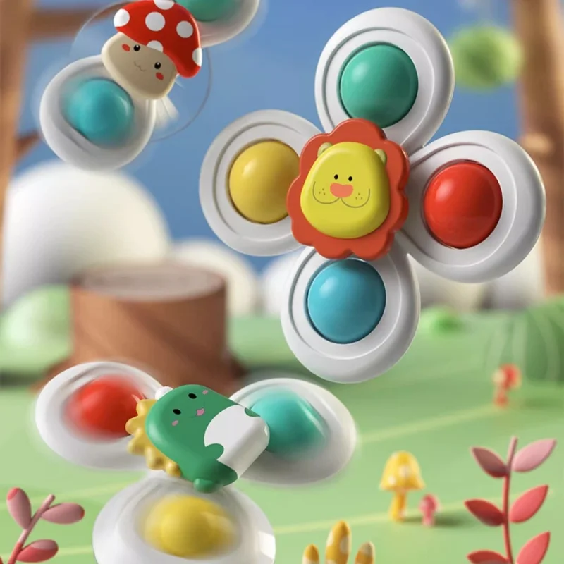 Baby Spin Top Bath Toys For Boy Children Bathing Sucker Spinner Suction Cup Toy For Kids 2 To 4 Years Rattles Teether