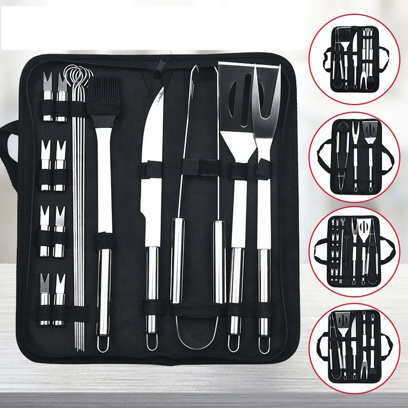 Amazon Stainless Steel Grill Set Barbecue Combination Tool Outdoor Household BBQ Grill Set Grill Set