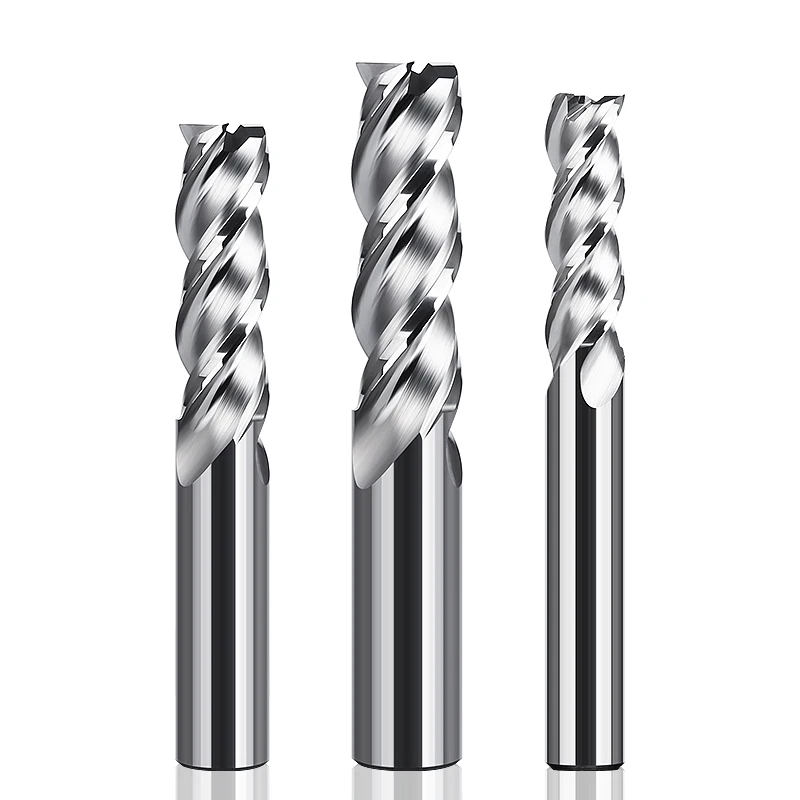 HUHAO Large core diameter high gloss 3 Flutes Aluminum Alloy Lengthened  Milling Cutter Spiral groove Tungsten Steel 2312131201