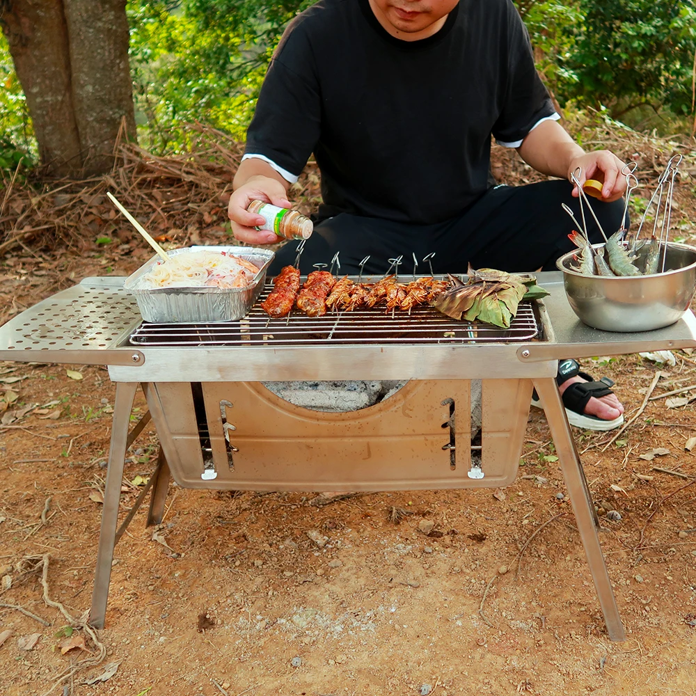 China Manufacturer Outdoor Camping Russian Argentine Korean Portable Folding Stainless Steel Stand Charcoal Barbecue Bbq Grill