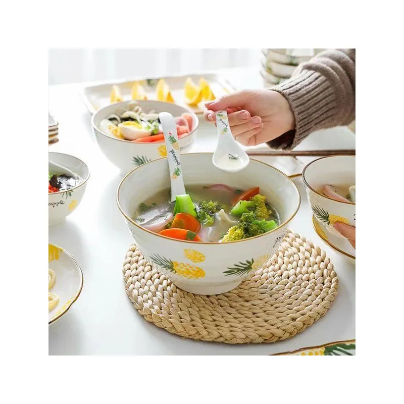 2021 hot selling products ceramic dinnerware yellow pineapple 6 inch bowl