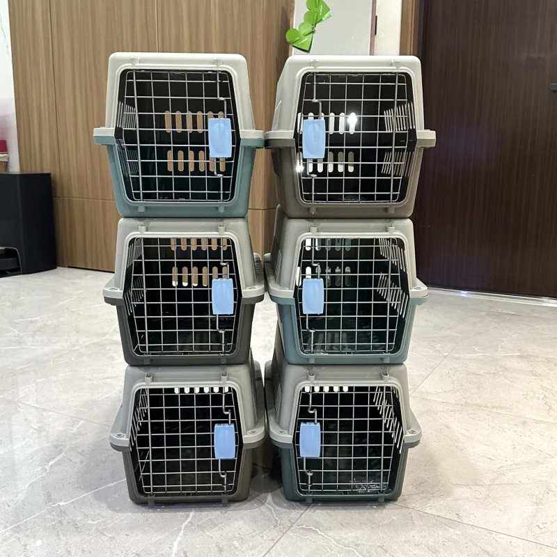 Steel Mesh Pet Accessories Plastic Pet Air Carrier Case Dog Travel Crate Airline Approved Transport Box