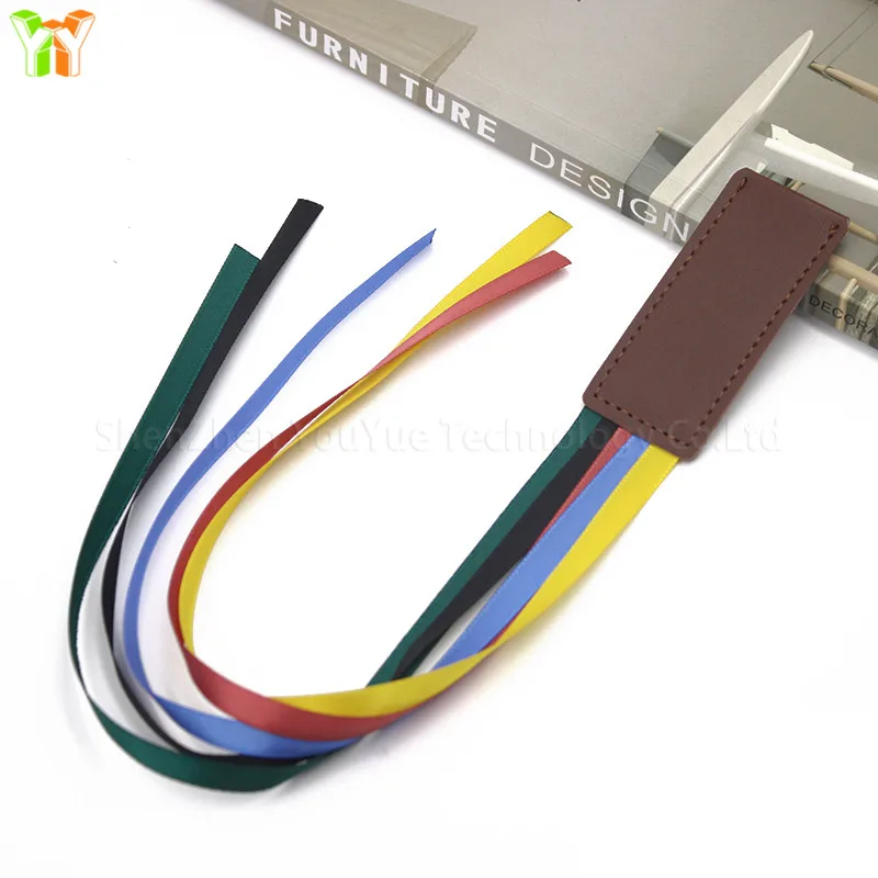 Искусственная кожа Закладка для книги украшенные цветными ленточками мульти лента страничная книг