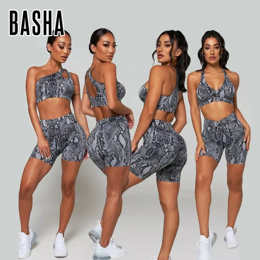 Женские Компрессионные Леггинсы BASHAsports stomize большого размера с принтом для йоги фитнеса тренажерного зала спортивная одежда