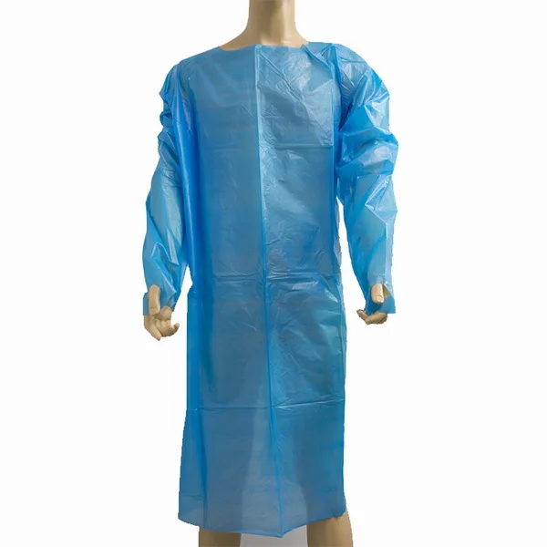 Protective Unisex Plastic CPE Gowns Anti-Virus Cleaning Waterproof Thumb Loop Disposable Isolation CPE G